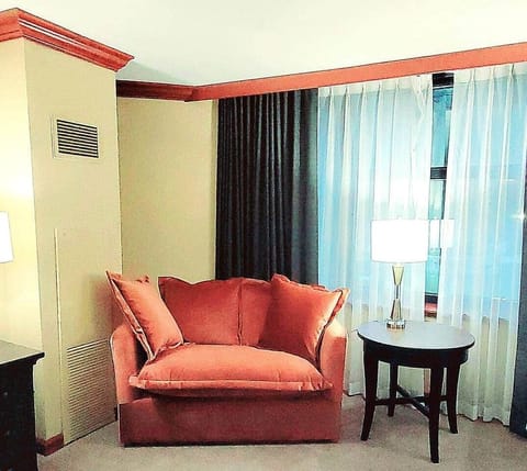 Loveseat twin sleeper replaced brown chair in pictures.