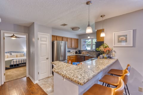 The bar area is the perfect place to feed the kids breakfast.