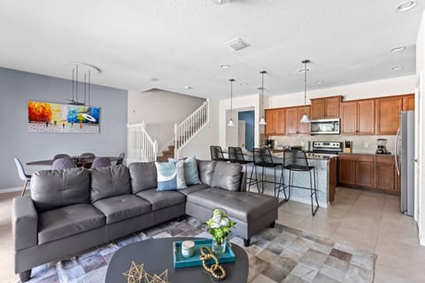 living room with kitchen
