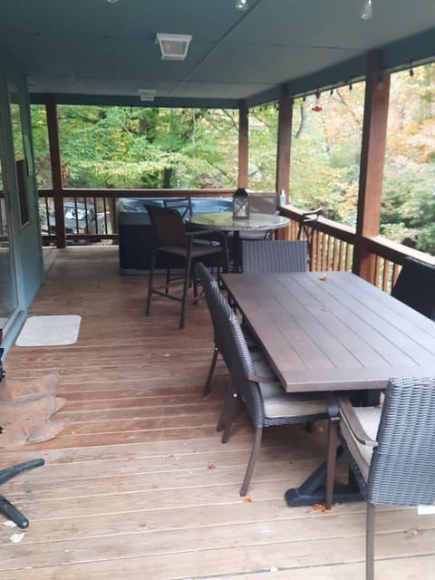 large deck overlooking creek
