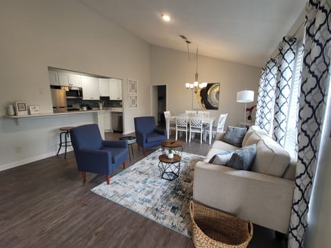Open Living Room with Vaulted Ceiling