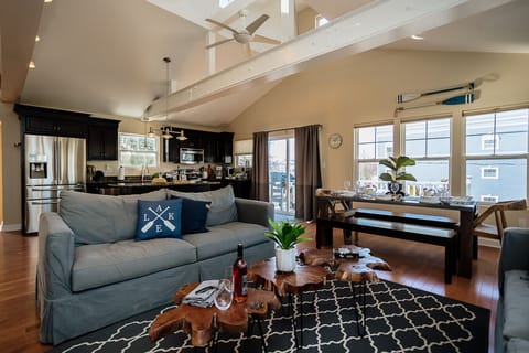 Welcome to our open concept family room/ kitchen