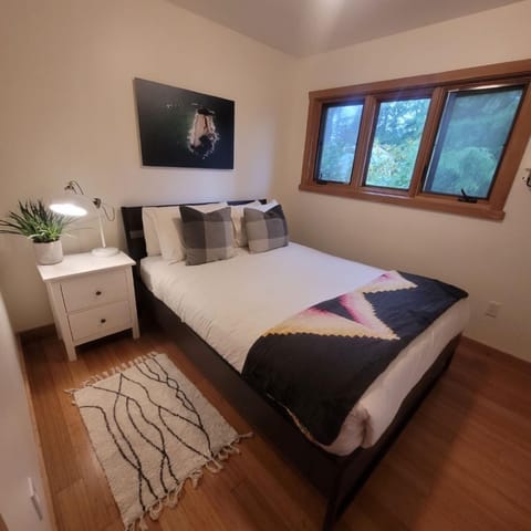 Cozy large bedroom with natural light