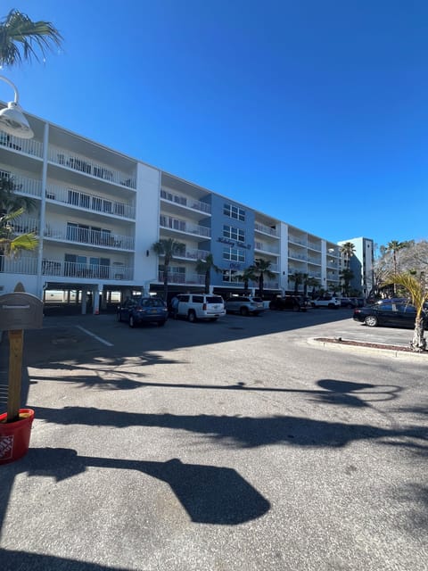 Designated parking stop is parking garage.