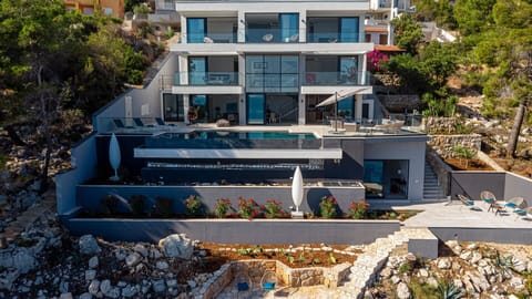 A view of luxury holiday villa Miracul with 6 bedrooms, a private pool, gym, and concierge service on Korcula