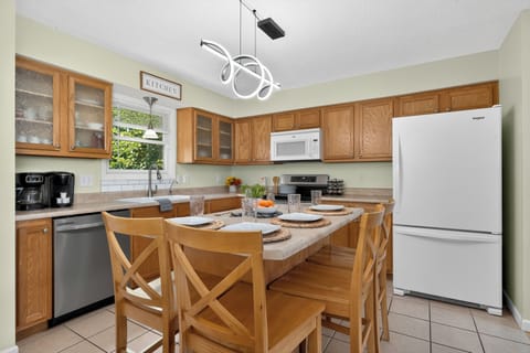 Cook meals for your family in our well-equipped kitchen.
