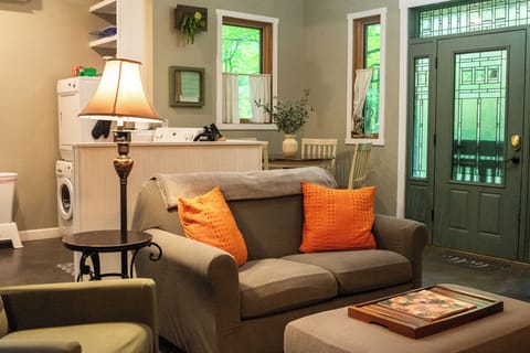 Enjoy a movie from the cozy sofa, or pull it out to accommodate more guests.