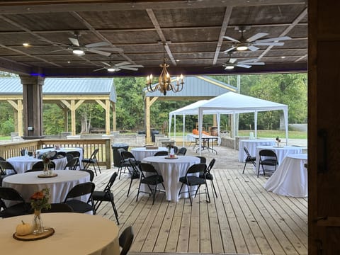 Tables and chairs for up to 60 guests provided at no charge. 