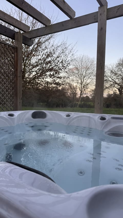 Private five person hot tub
