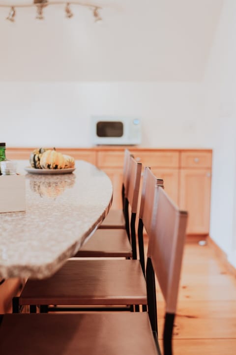 Genuine leather counter stools.