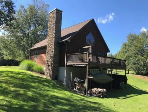 Aspen Lodge near Cherry Springs.    Deck view to the backyard and the woods.