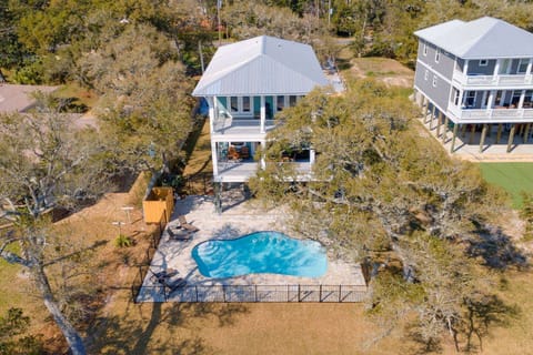 Both of the back balconies overlook the pool and Santa Rosa Sound