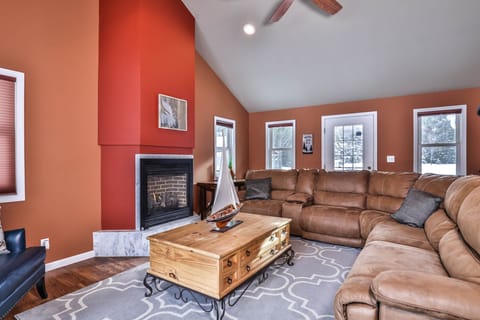 enjoy the warmth from the gas fireplace