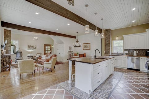 View of living room and kitchen