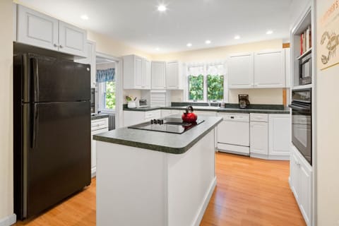 Kitchen with island stove top