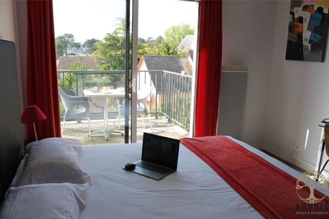 Relax on the comfy bed after a day outside.