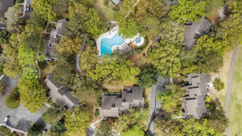 Aerial of 254 Turnberry Village - Pool right behind villa!