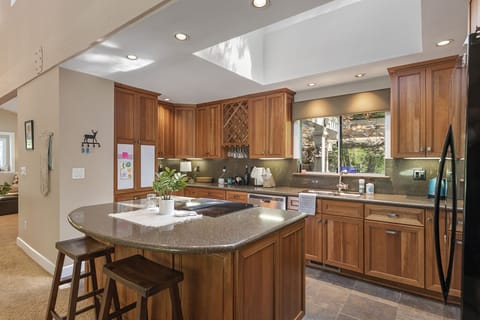 An open kitchen encourages fun and conversation.