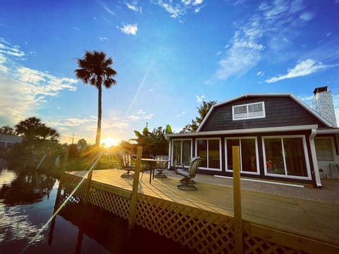 Back of the house view on canal from the floating dock!