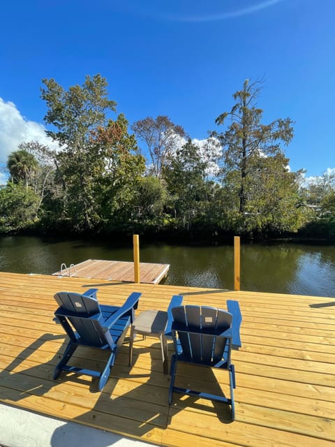 Out back with deck and floating dock 