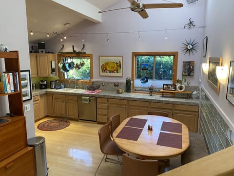 Stocked gourmet kitchen