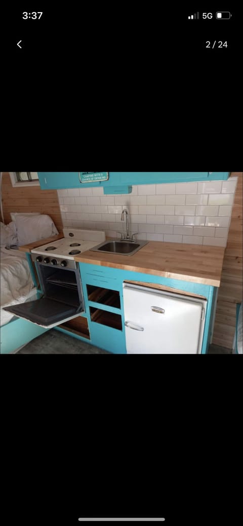Kitchen inside of Shasta Camper 