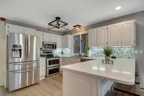 Newly remolded and fully stocked kitchen.