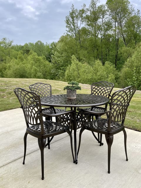Back patio with table and chairs