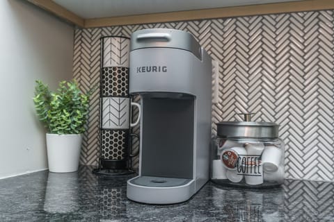 Keurig coffee maker, mugs and K-cups provided 