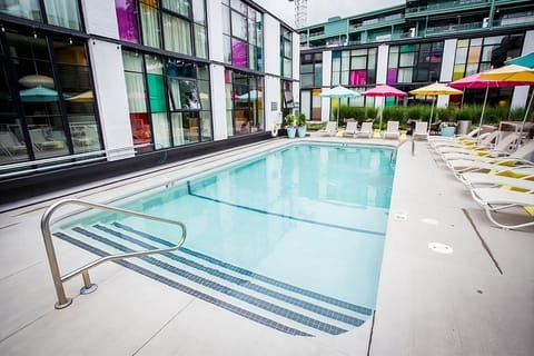 Glide into the pool via wide steps and easy access.