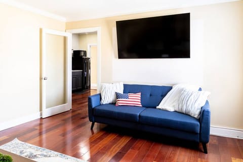 Comfortable living room with large Smart TV