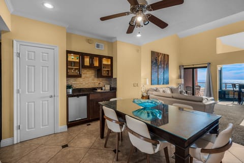 Dining table next to kitchenette