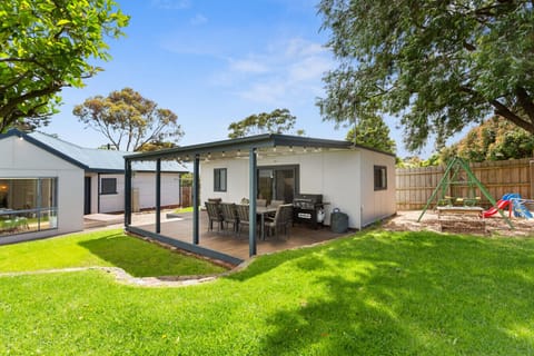 The secure back yard is ideal for keeping children and pets safe while they play.