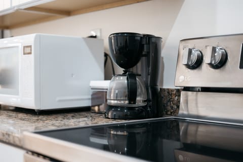 Coffee is on us! We provide regular coffee, cream, sugar and filters for your convenience.