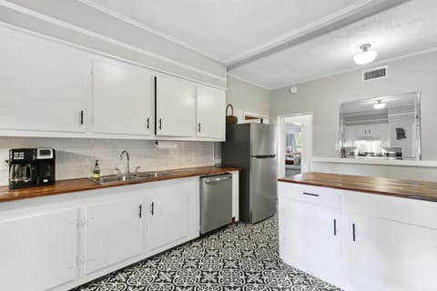 Plenty of counter space in the well stocked Kitchen.