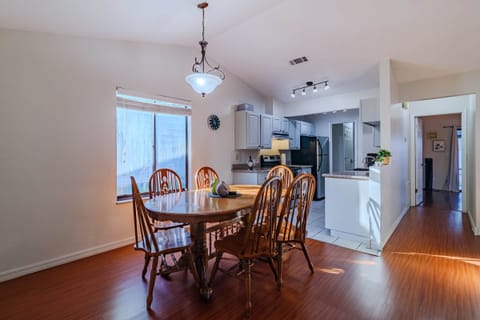 Dining room with kitchen view