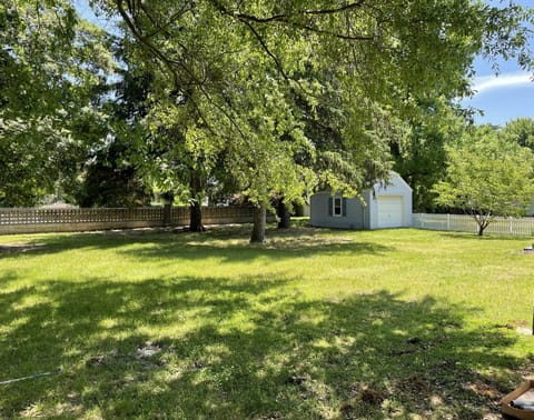 Backyard allows lots of space to play. 