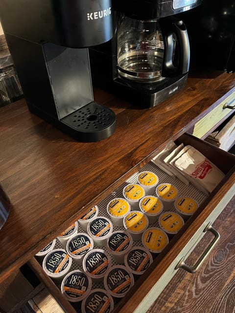 Complementary coffee, hot coco and tea 