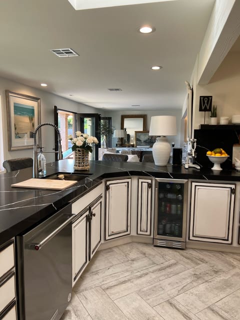 Kitchen with custom painted cabinets 