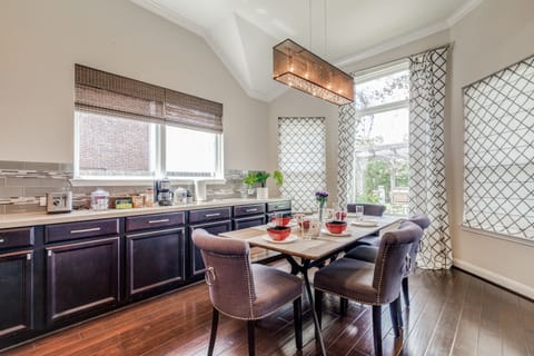 Our dining table has seating for 6 and includes great views of the yard.  