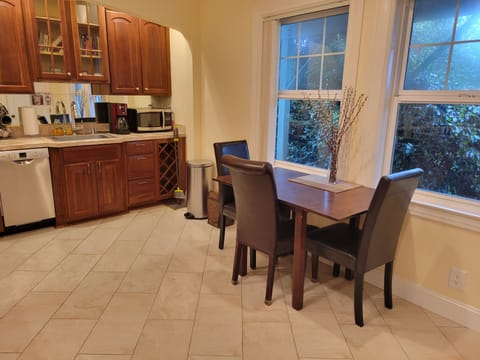 The kitchen and dining area.