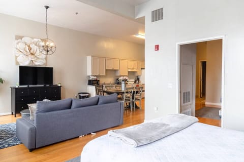 LIVING ROOM AREA: Includes (1) Queen bed & (1) Sofa Bed with all pillows, linens and blankets as well a 50 inch ROKU Smart TV