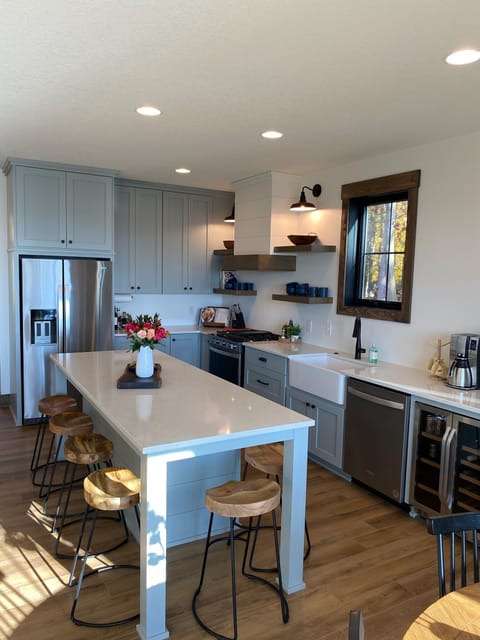 Chefs kitchen- island seats 6 