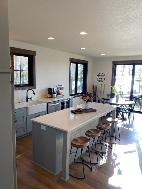 Large kitchen with adjacent dining space
