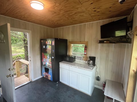 Lounge has vending available plus a sink and microwave.