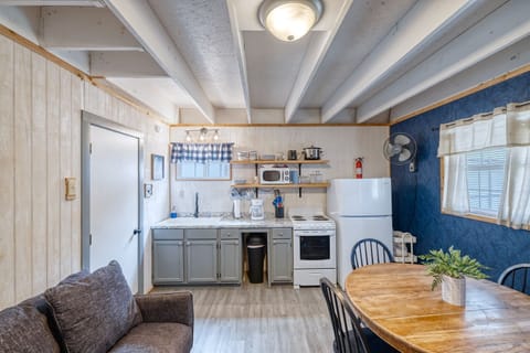 Full kitchen and dining area