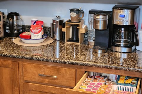 Coffee however you want it with the coffee fixings, with tea, soup, chocolate.