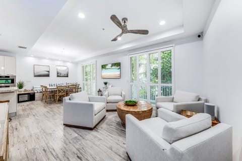 Living Room with conversation pit and plenty of seating for the family.