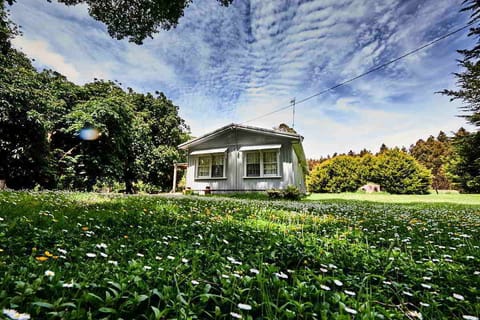 Open space surrounds the cottage.