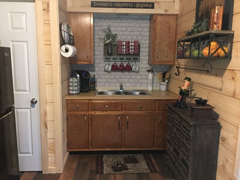 Kitchenette with double sink.